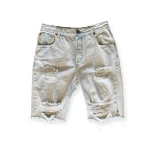 Oneteaspoon capri shorts pants cut off denim jean distressed light wash cotton